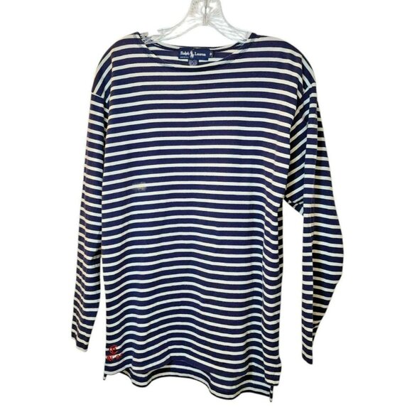 Ralph Lauren RL-93 Stripe Long Sleeve M | 100% Cotton | Navy/White | USA - Picture 1 of 7
